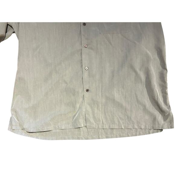 Perry Ellis Mens Shirt XL Gray Sateen Long Sleeve Pocket Button Down Preppy - Picture 4 of 8